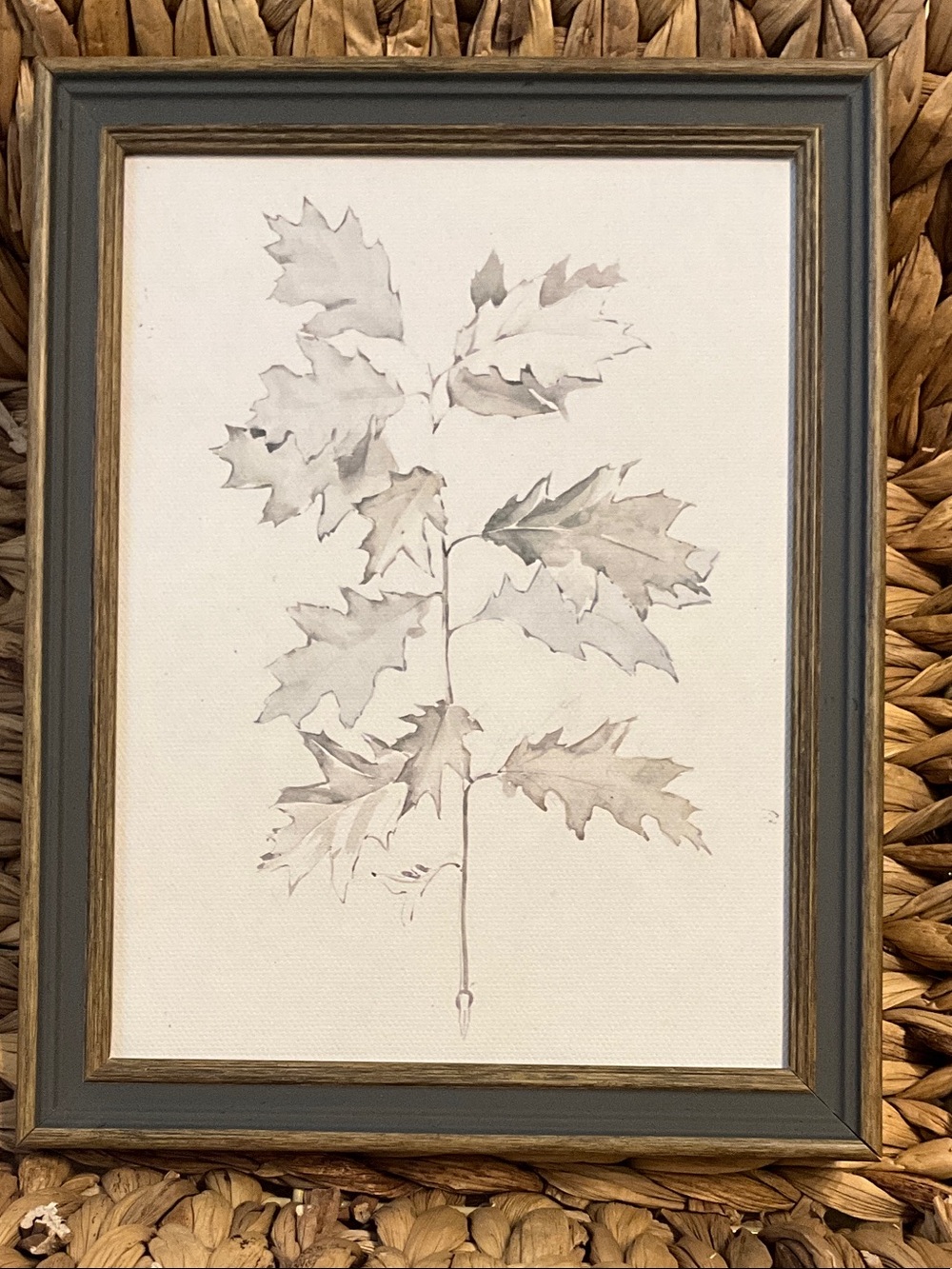 Muted Gray Leaf Print Wall Art